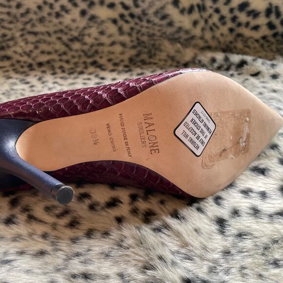 Malone Souliers Gigi Elaphe Ankle Boots Burgundy Leather Snakeskin Print IT 39.5 - Picture 9 of 11